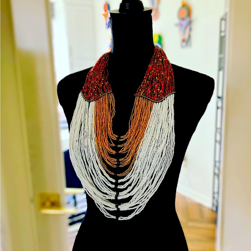 Hand beaded statement necklace.